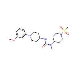 COc1cccc(N2CCC(NC(=O)N(C)C3CCN(S(C)(=O)=O)CC3)CC2)c1 ZINC000029126577
