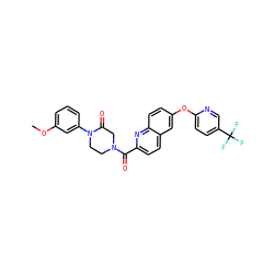 COc1cccc(N2CCN(C(=O)c3ccc4cc(Oc5ccc(C(F)(F)F)cn5)ccc4n3)CC2=O)c1 ZINC001772639246