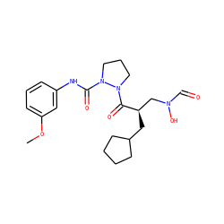 COc1cccc(NC(=O)N2CCCN2C(=O)[C@H](CC2CCCC2)CN(O)C=O)c1 ZINC000069058768