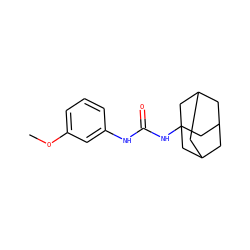COc1cccc(NC(=O)NC23CC4CC(CC(C4)C2)C3)c1 ZINC000008167942