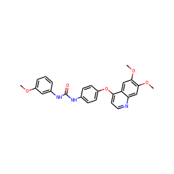 COc1cccc(NC(=O)Nc2ccc(Oc3ccnc4cc(OC)c(OC)cc34)cc2)c1 ZINC000001486731