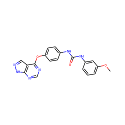 COc1cccc(NC(=O)Nc2ccc(Oc3ncnc4[nH]ncc34)cc2)c1 ZINC000095592165