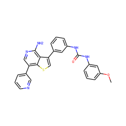COc1cccc(NC(=O)Nc2cccc(-c3csc4c(-c5cccnc5)cnc(N)c34)c2)c1 ZINC000095593244