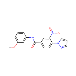 COc1cccc(NC(=O)c2ccc(-n3cccn3)c([N+](=O)[O-])c2)c1 ZINC000003069974