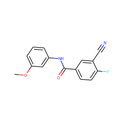 COc1cccc(NC(=O)c2ccc(F)c(C#N)c2)c1 ZINC000066098977