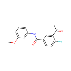 COc1cccc(NC(=O)c2ccc(F)c(C(C)=O)c2)c1 ZINC000066098975