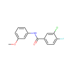 COc1cccc(NC(=O)c2ccc(F)c(Cl)c2)c1 ZINC000066098972