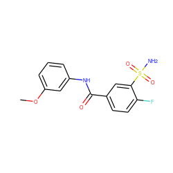 COc1cccc(NC(=O)c2ccc(F)c(S(N)(=O)=O)c2)c1 ZINC000031553674
