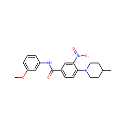 COc1cccc(NC(=O)c2ccc(N3CCC(C)CC3)c([N+](=O)[O-])c2)c1 ZINC000004668239
