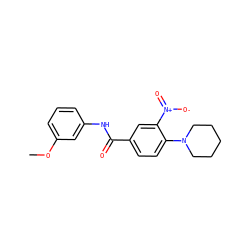 COc1cccc(NC(=O)c2ccc(N3CCCCC3)c([N+](=O)[O-])c2)c1 ZINC000004668242