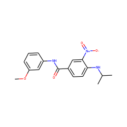 COc1cccc(NC(=O)c2ccc(NC(C)C)c([N+](=O)[O-])c2)c1 ZINC000066074608