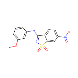 COc1cccc(NC2=NS(=O)(=O)c3cc([N+](=O)[O-])ccc32)c1 ZINC000004360457