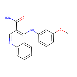 COc1cccc(Nc2c(C(N)=O)cnc3ccccc23)c1 ZINC000045290878