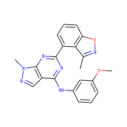 COc1cccc(Nc2nc(-c3cccc4onc(C)c34)nc3c2cnn3C)c1 ZINC000064539582