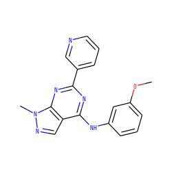 COc1cccc(Nc2nc(-c3cccnc3)nc3c2cnn3C)c1 ZINC000064548826
