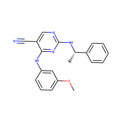 COc1cccc(Nc2nc(N[C@@H](C)c3ccccc3)ncc2C#N)c1 ZINC000040916397