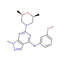 COc1cccc(Nc2nc(N3C[C@H](C)O[C@H](C)C3)nc3c2cnn3C)c1 ZINC000021873676