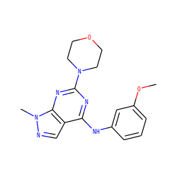 COc1cccc(Nc2nc(N3CCOCC3)nc3c2cnn3C)c1 ZINC000017148942