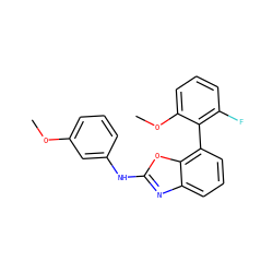 COc1cccc(Nc2nc3cccc(-c4c(F)cccc4OC)c3o2)c1 ZINC000169326129