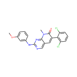 COc1cccc(Nc2ncc3cc(-c4c(Cl)cccc4Cl)c(=O)n(C)c3n2)c1 ZINC000003815223