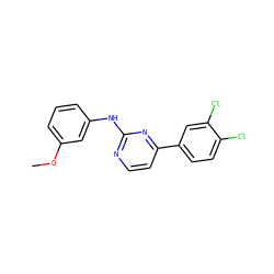 COc1cccc(Nc2nccc(-c3ccc(Cl)c(Cl)c3)n2)c1 ZINC000103300967