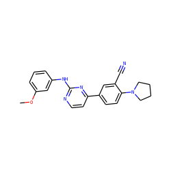 COc1cccc(Nc2nccc(-c3ccc(N4CCCC4)c(C#N)c3)n2)c1 ZINC000113827584