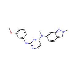 COc1cccc(Nc2nccc(N(C)c3ccc4cn(C)nc4c3)n2)c1 ZINC000103261685