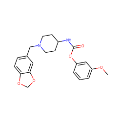 COc1cccc(OC(=O)NC2CCN(Cc3ccc4c(c3)OCO4)CC2)c1 ZINC000028461703