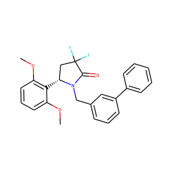 COc1cccc(OC)c1[C@@H]1CC(F)(F)C(=O)N1Cc1cccc(-c2ccccc2)c1 ZINC000167865826