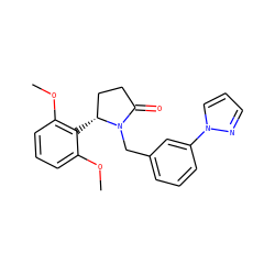 COc1cccc(OC)c1[C@@H]1CCC(=O)N1Cc1cccc(-n2cccn2)c1 ZINC000166586048