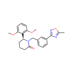 COc1cccc(OC)c1[C@@H]1CCCC(=O)N1Cc1cccc(-c2noc(C)n2)c1 ZINC000167861144