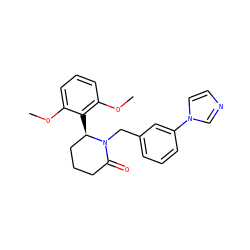 COc1cccc(OC)c1[C@@H]1CCCC(=O)N1Cc1cccc(-n2ccnc2)c1 ZINC000166404644