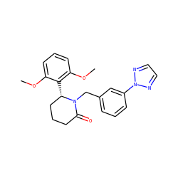 COc1cccc(OC)c1[C@H]1CCCC(=O)N1Cc1cccc(-n2nccn2)c1 ZINC000098176745