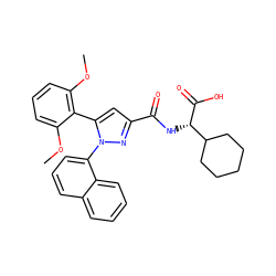 COc1cccc(OC)c1-c1cc(C(=O)N[C@H](C(=O)O)C2CCCCC2)nn1-c1cccc2ccccc12 ZINC000169352861