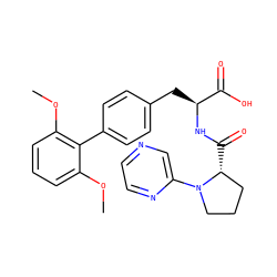 COc1cccc(OC)c1-c1ccc(C[C@H](NC(=O)[C@@H]2CCCN2c2cnccn2)C(=O)O)cc1 ZINC000013445606