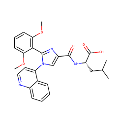 COc1cccc(OC)c1-c1nc(C(=O)N[C@@H](CC(C)C)C(=O)O)cn1-c1ccnc2ccccc12 ZINC000103233107