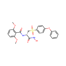 COc1cccc(OC)c1C(=O)N[C@H](CS(=O)(=O)c1ccc(Oc2ccccc2)cc1)C(=O)NO ZINC000026656473
