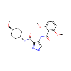 COc1cccc(OC)c1C(=O)Nc1c[nH]nc1C(=O)N[C@H]1CC[C@H](OC)CC1 ZINC000299821366