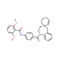 COc1cccc(OC)c1C(=O)Nc1ccc(C(=O)N2CC[C@]3(C=CCCC3)Cc3ccccc32)cc1 ZINC000026816675