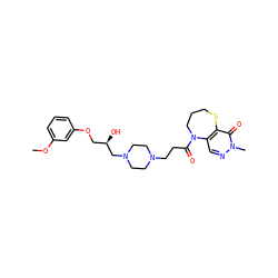 COc1cccc(OC[C@@H](O)CN2CCN(CCC(=O)N3CCCSc4c3cnn(C)c4=O)CC2)c1 ZINC000026724453