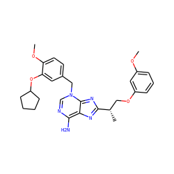COc1cccc(OC[C@H](C)c2nc3c(N)ncn(Cc4ccc(OC)c(OC5CCCC5)c4)c-3n2)c1 ZINC000028121200