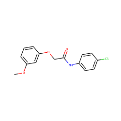 COc1cccc(OCC(=O)Nc2ccc(Cl)cc2)c1 ZINC000003205555