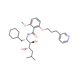 COc1cccc(OCCCc2cccnc2)c1C(=O)N[C@@H](CC1CCCCC1)[C@@H](O)[C@@H](O)CC(C)C ZINC000064448450