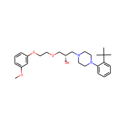 COc1cccc(OCCOC[C@@H](O)CN2CCN(c3ccccc3C(C)(C)C)CC2)c1 ZINC000103254616