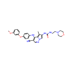COc1cccc(Oc2ccc(Nc3c(C#N)cnn4cc(NC(=O)NCCN5CCOCC5)c(C)c34)cc2)c1 ZINC000028567975