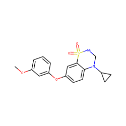 COc1cccc(Oc2ccc3c(c2)S(=O)(=O)NCN3C2CC2)c1 ZINC000118174428