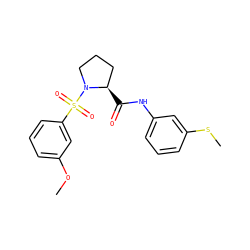 COc1cccc(S(=O)(=O)N2CCC[C@H]2C(=O)Nc2cccc(SC)c2)c1 ZINC000200361118