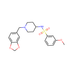 COc1cccc(S(=O)(=O)NC2CCN(Cc3ccc4c(c3)OCO4)CC2)c1 ZINC000028462303