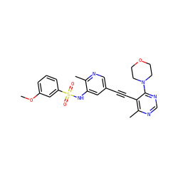 COc1cccc(S(=O)(=O)Nc2cc(C#Cc3c(C)ncnc3N3CCOCC3)cnc2C)c1 ZINC000169697478