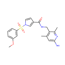 COc1cccc(S(=O)(=O)n2ccc(C(=O)NCc3c(C)cc(N)nc3C)c2)c1 ZINC000114079293